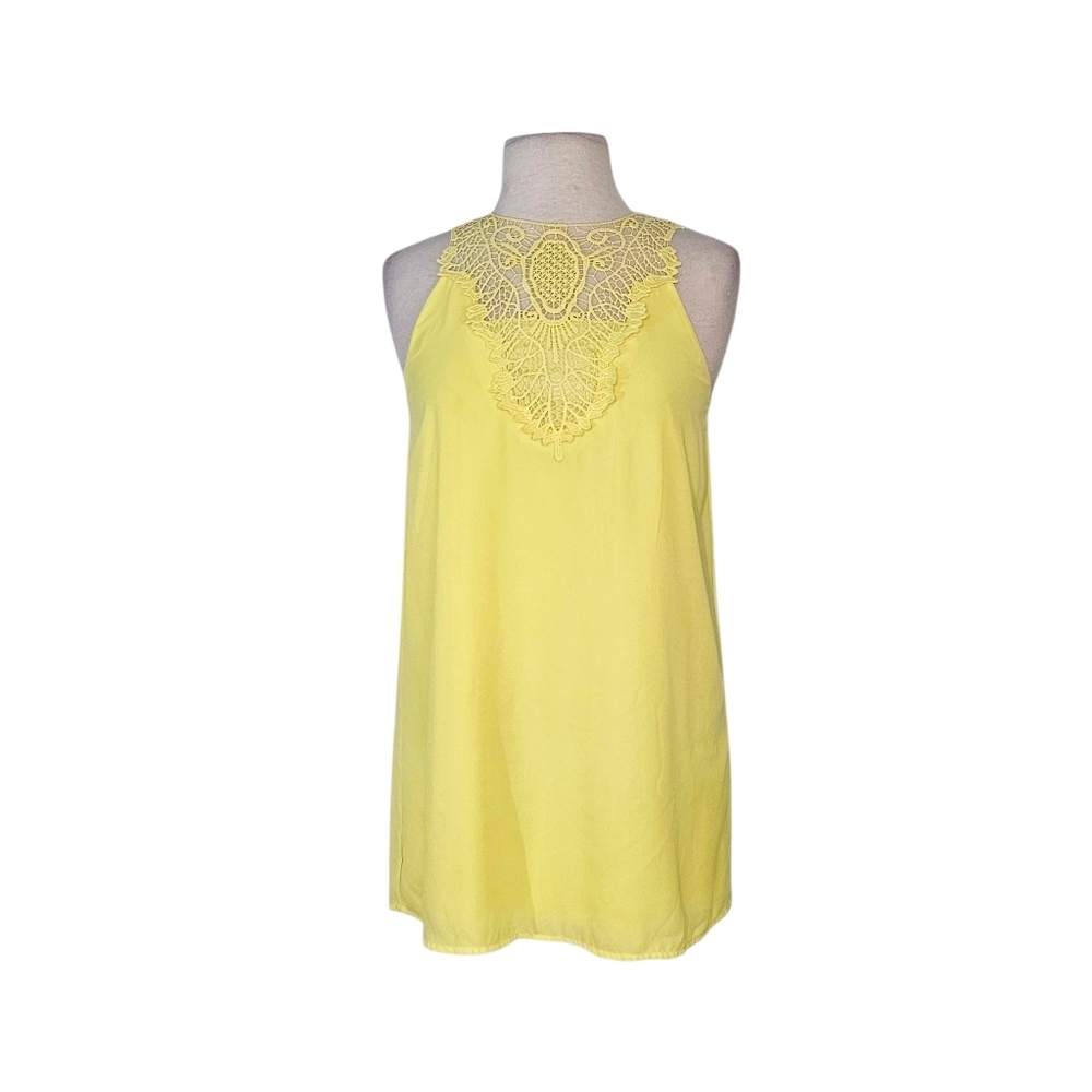 Tobi Yellow Crochet Lace Swing Dress